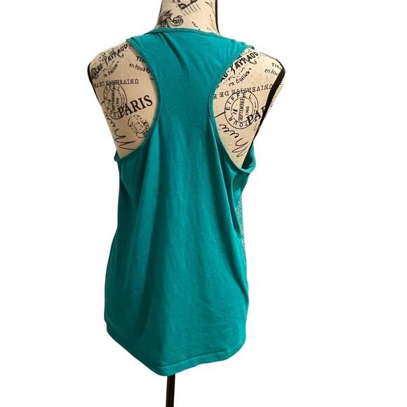 Jennifer Lopez Y2k Turquoise Embellished Sequin Bling Tank Top Large - Picture 12 of 16
